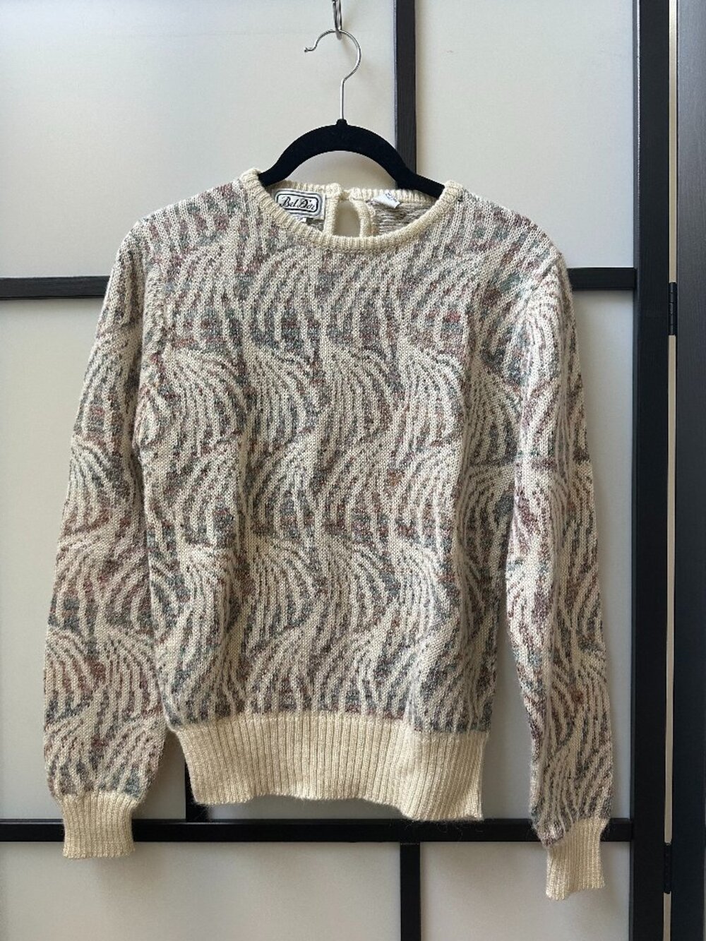 Bel Dor Textured Knit Pullover Sweater Multicolor Cropped Balloon Sleeve Size S